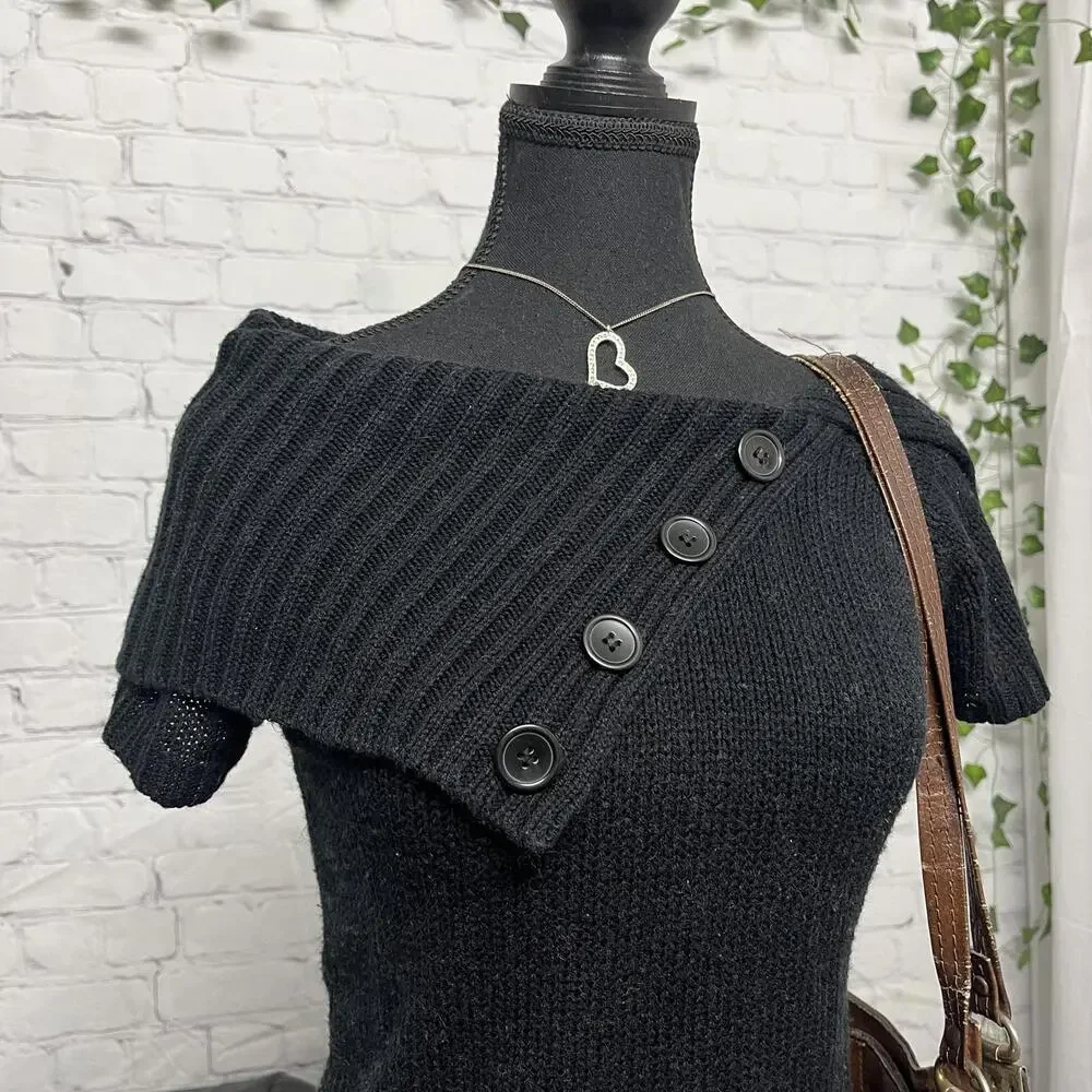00s black off the shoulder adjusted mini dress - Picture 2 of 6